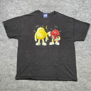 M&M Brand Halloween Graphic T Shirt Adult 2XL Yellow Red M&M Characters